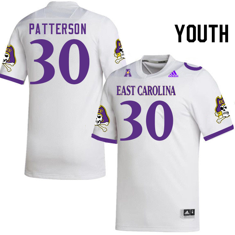 Youth #30 Timothy Patterson ECU Pirates College Football Jerseys Stitched Sale-White